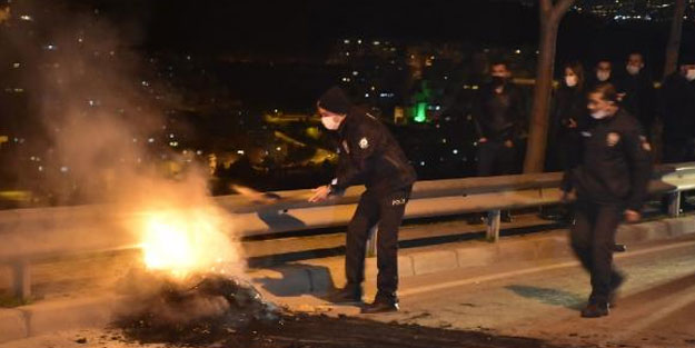 Polis yol ortasına ateş yakanları arıyor