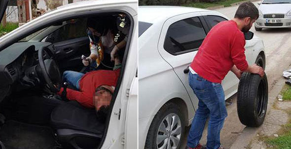 Polisi lastik değişerek kandırmak istedi… Gerçek ortaya çıktı!