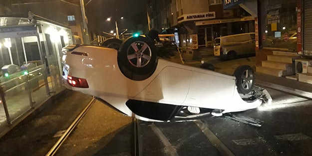 Polisin dur ihtarına uymadı takla attı! Yaralılar var
