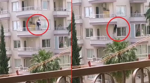 Polisleri kapıda gören suçlu balkondan balkona atladı! İşte o anlar...