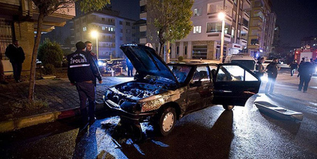 Polisten kaçarken aracı yandı