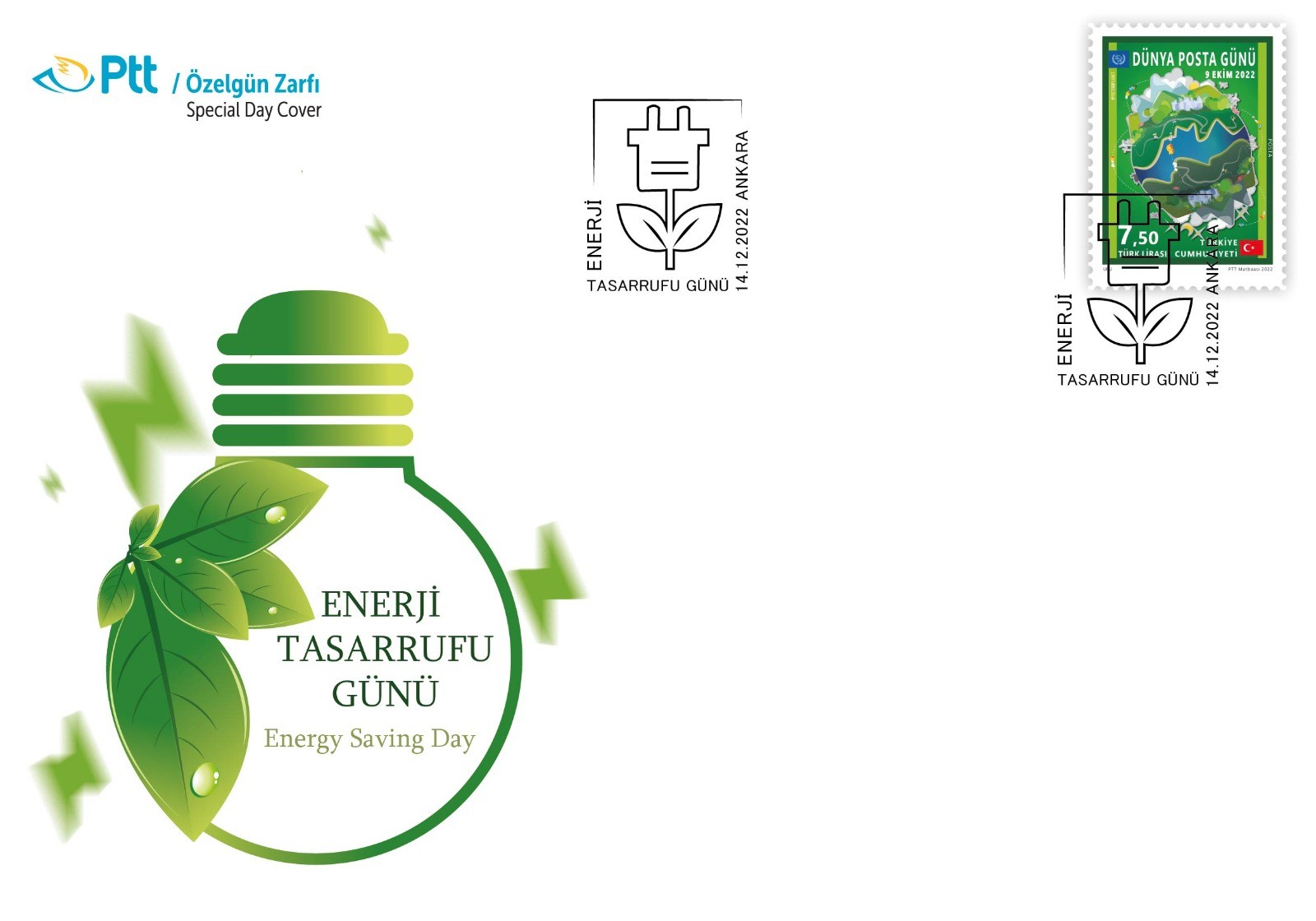 PTT'den "Enerji Tasarrufu Günü" konulu özelgün zarfı
