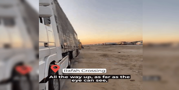 Refah Sınır Kapısı'nda bekletilen yüzlerce tır görüntülendi!