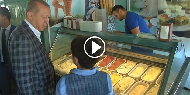 Reis-i Cumhur torunlarına dondurma alırken görüntülendi