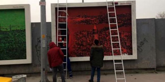 Reklam panosundaki o figür polis ekiplerini harekete geçirdi