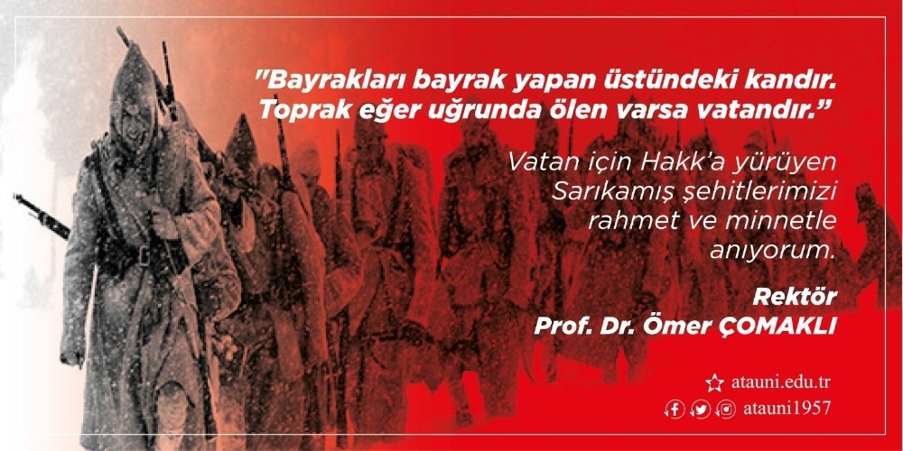 Rektör Çomaklı’dan Sarıkamış Şehitlerini Anma Günü mesajı 