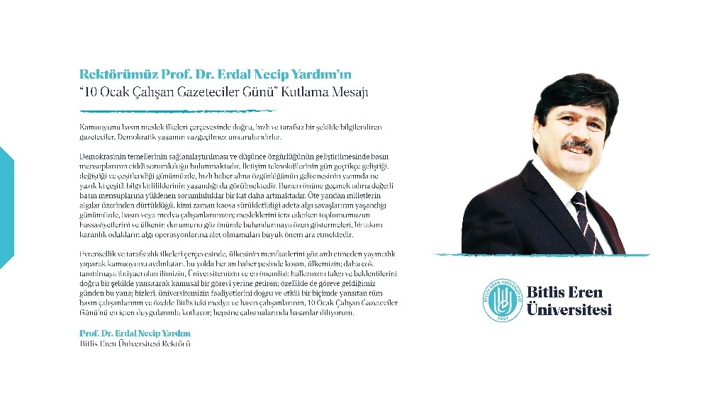 Rektör Yardım’dan ’10 Ocak Çalışan Gazeteciler Günü’ mesajı 
