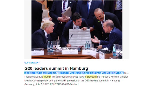 Reuters'tan Erdoğan fotoğrafına düzeltme geldi