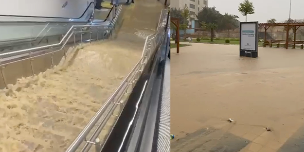 Rezalet! Pendik'te metro durağını su bastı!