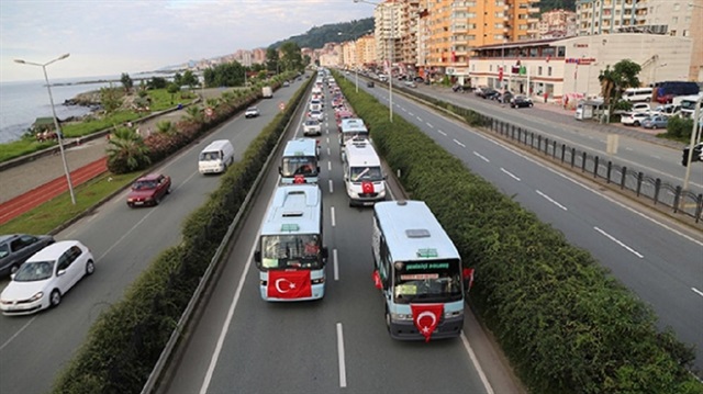 Rize'de 700 araçlık tepki konvoyu