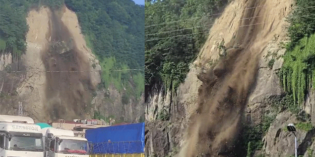 Rize’de korku dolu anlar! Kamera anbean kaydetti