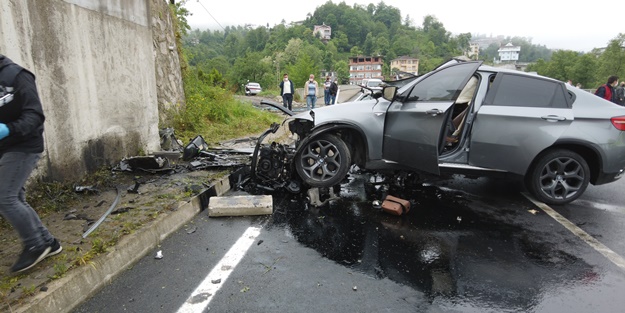 Rize'de otomobil duvara çarptı: 1 ölü
