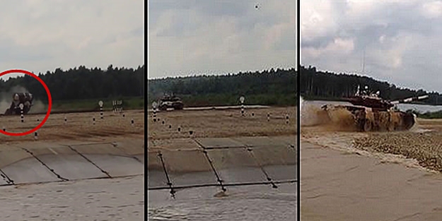 Rus tankı böyle takla attı - VİDEO