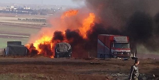 Rus uçakları yardım tırlarını vurdu