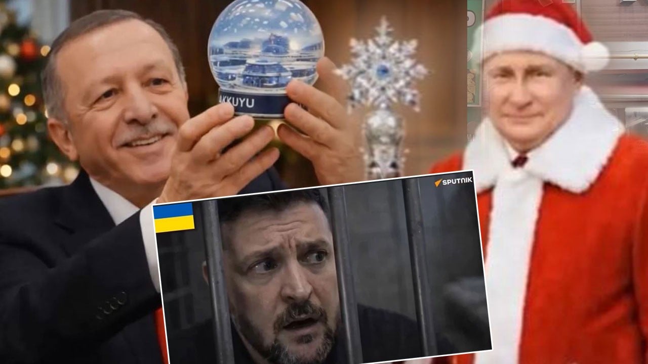 Rusya'dan Noel videosu: Erdoğan'a Akkuyu küresi, Zelenskiy'e kelepçe!