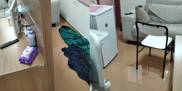 Sağanak sonrası hastaneyi su bastı