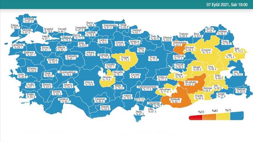 Sağlık Bakanı Koca Kovid-19 risk haritasında rengi değişen illeri paylaştı