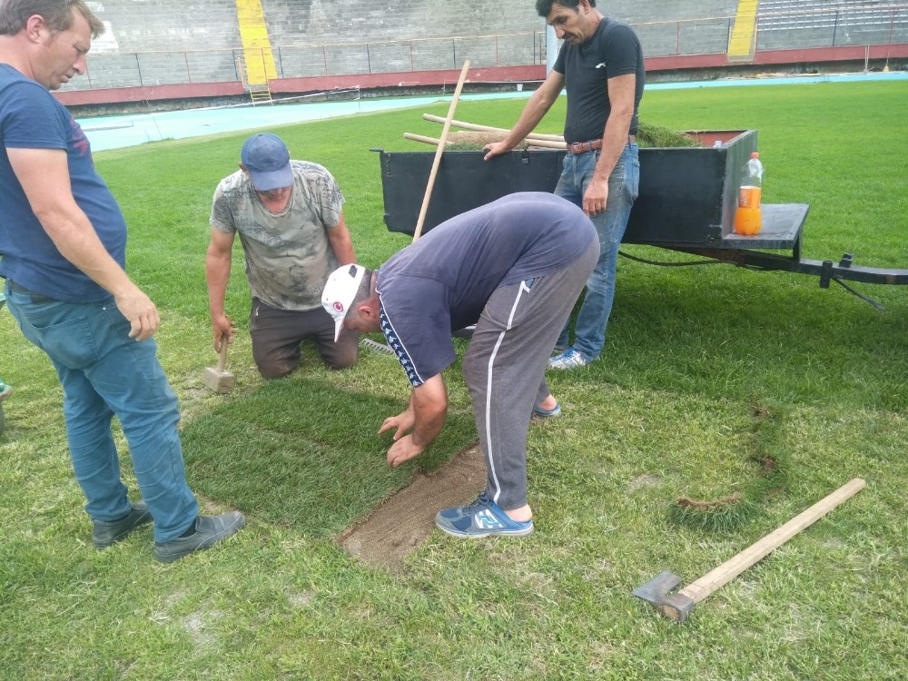 Saha bakım çalışmaları devam ediyor 