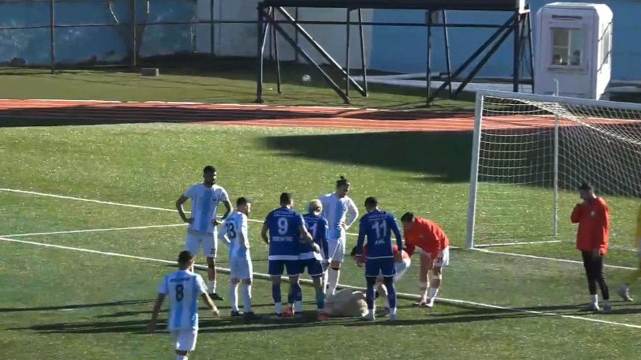Sahaya girip kalenin önünde uyuyan köpek maçı durdurdu! Tribünler kahkahaya boğuldu