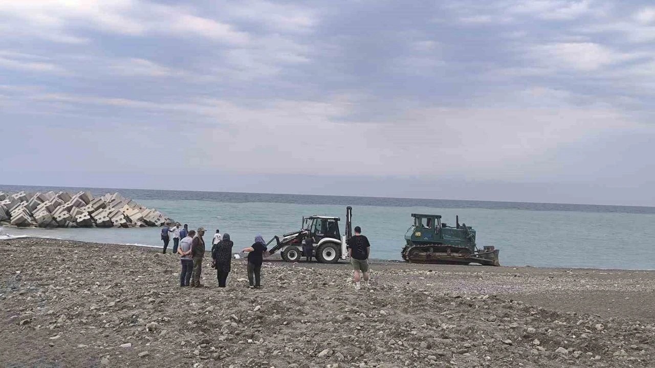 Sahilde güneşlenen talihsiz kadına iş makinesi çarptı!