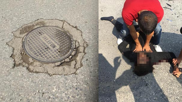 Sakarya'da korkunç olay! Rögar kapağının üzerinden geçti bu hale geldi...