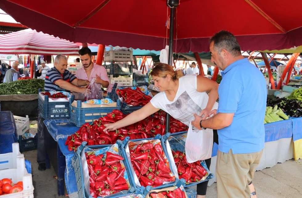 Salçalık domates ve biberler tezgahlarda