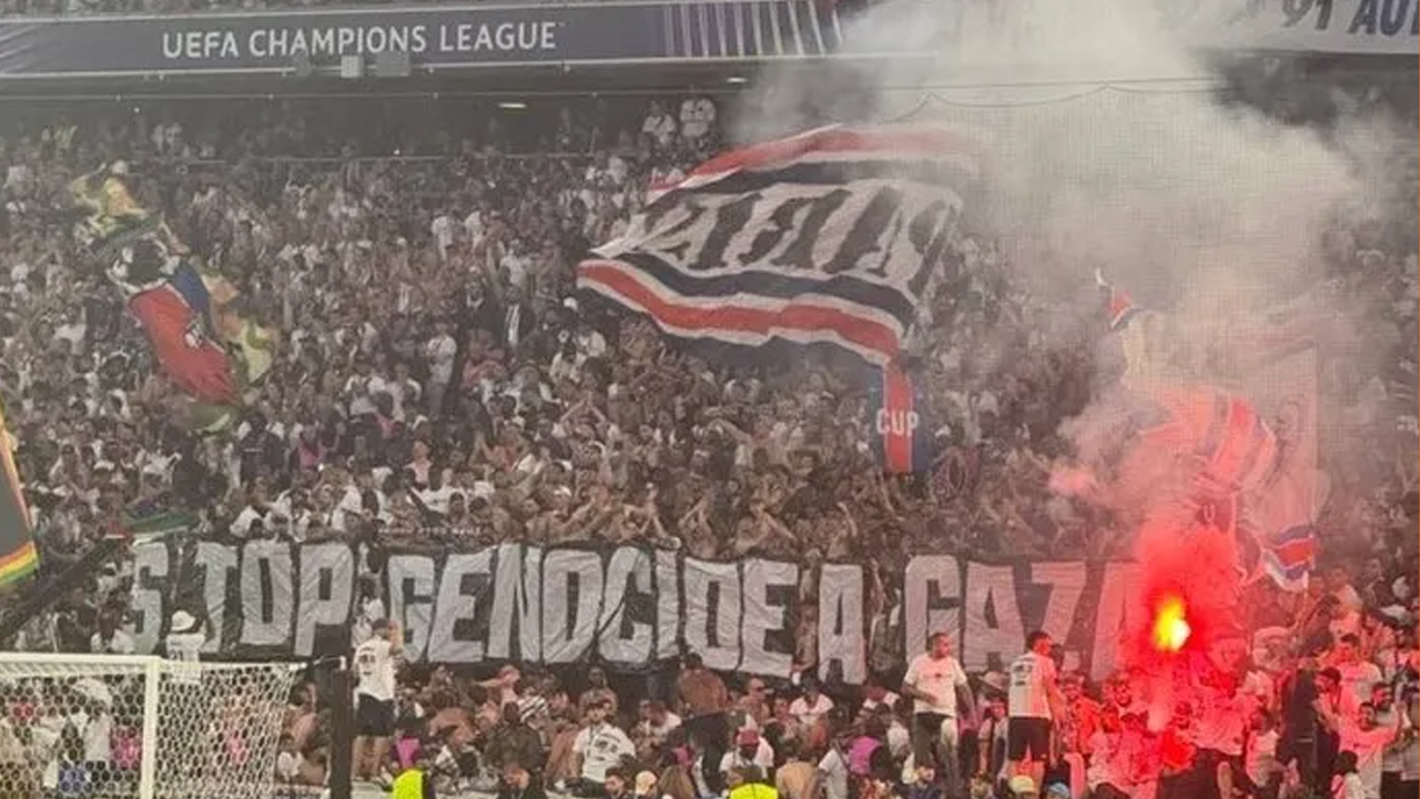 Şampiyonlar ligi finalinde Avrupalı taraftarlar Filistin'i unutmadı!