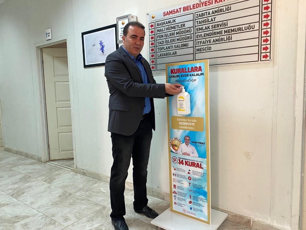 Samsat’ta dezenfekte noktaları kuruldu 