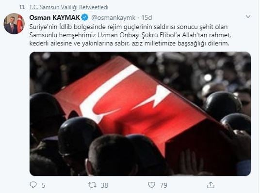 Samsun’a şehit ateşi düştü 