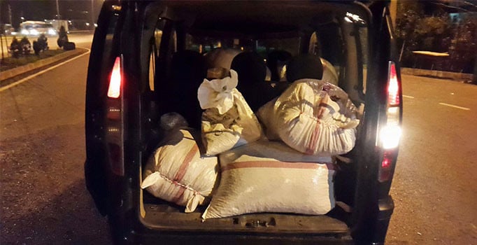 Samsun'da fındık çuvalları arasında kaçak sigara bulundu