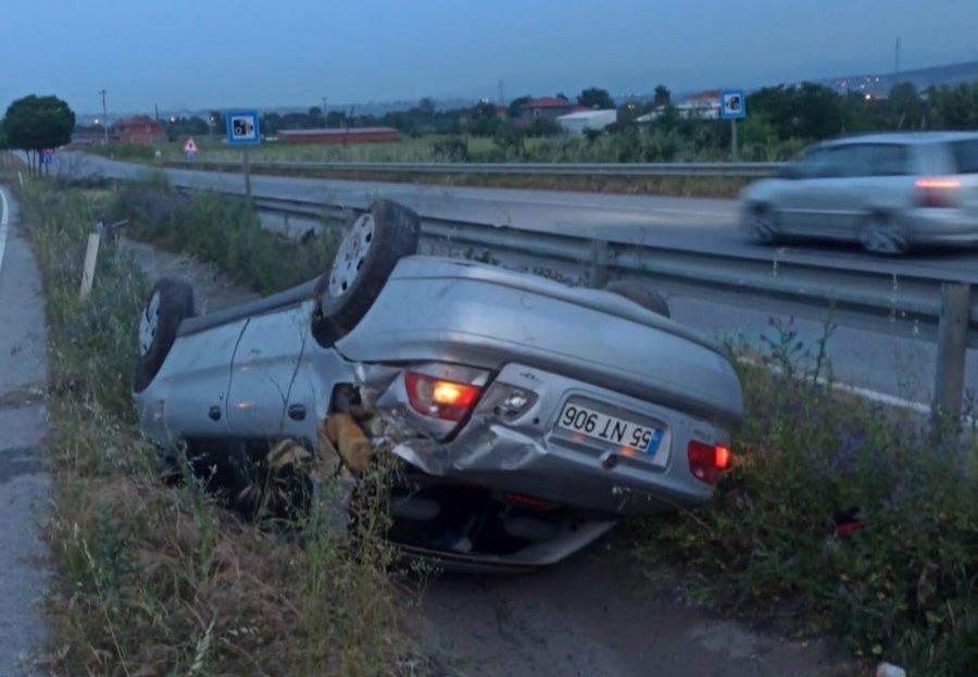 Samsun'da otomobil takla attı: 1 yaralı
