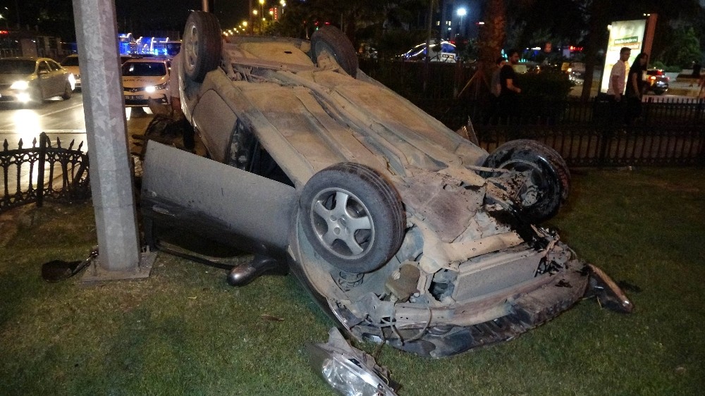 Samsun’da otomobil takla attı 