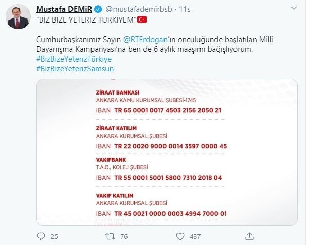 Samsun’dan “Biz Bize Yeteriz Türkiyem