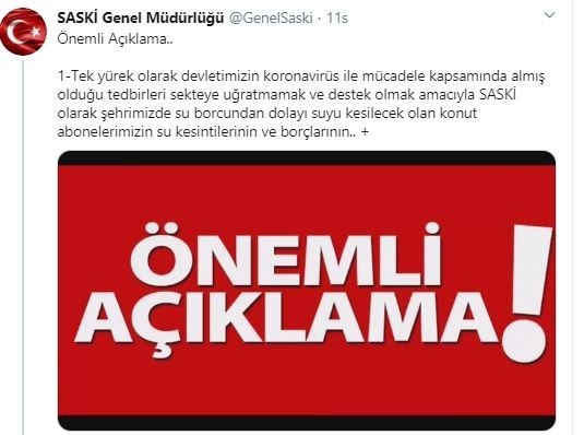 Samsunlunun su borcuna ‘korona virüsü’ ertelemesi 