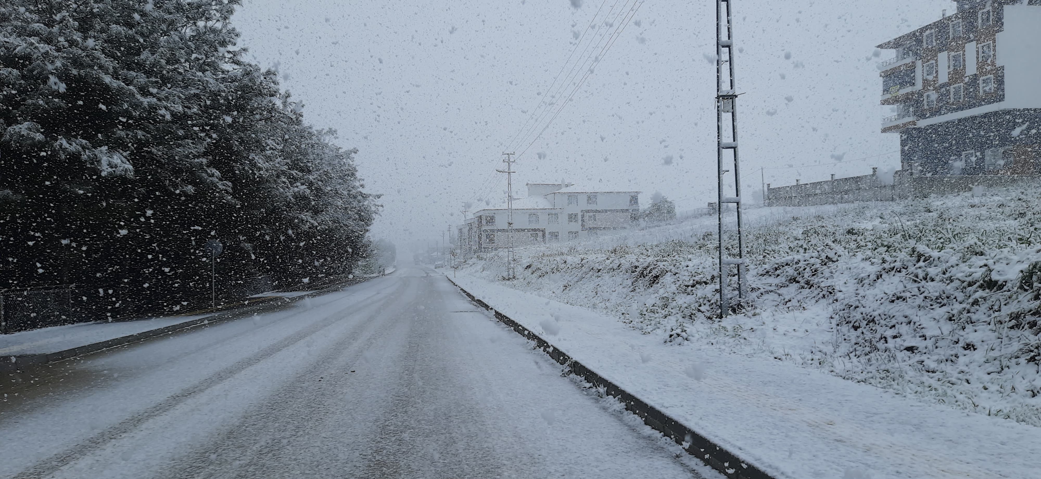 Samsun'un yüksek kesimlerine kar yağışı