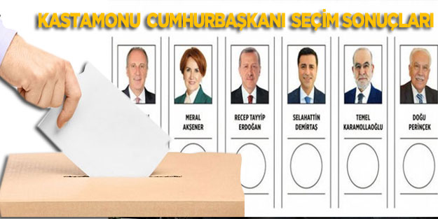 Kastamonu seçim sonuçları 24 Haziran 2018 Cumhurbaşkanı seçim sonuçları