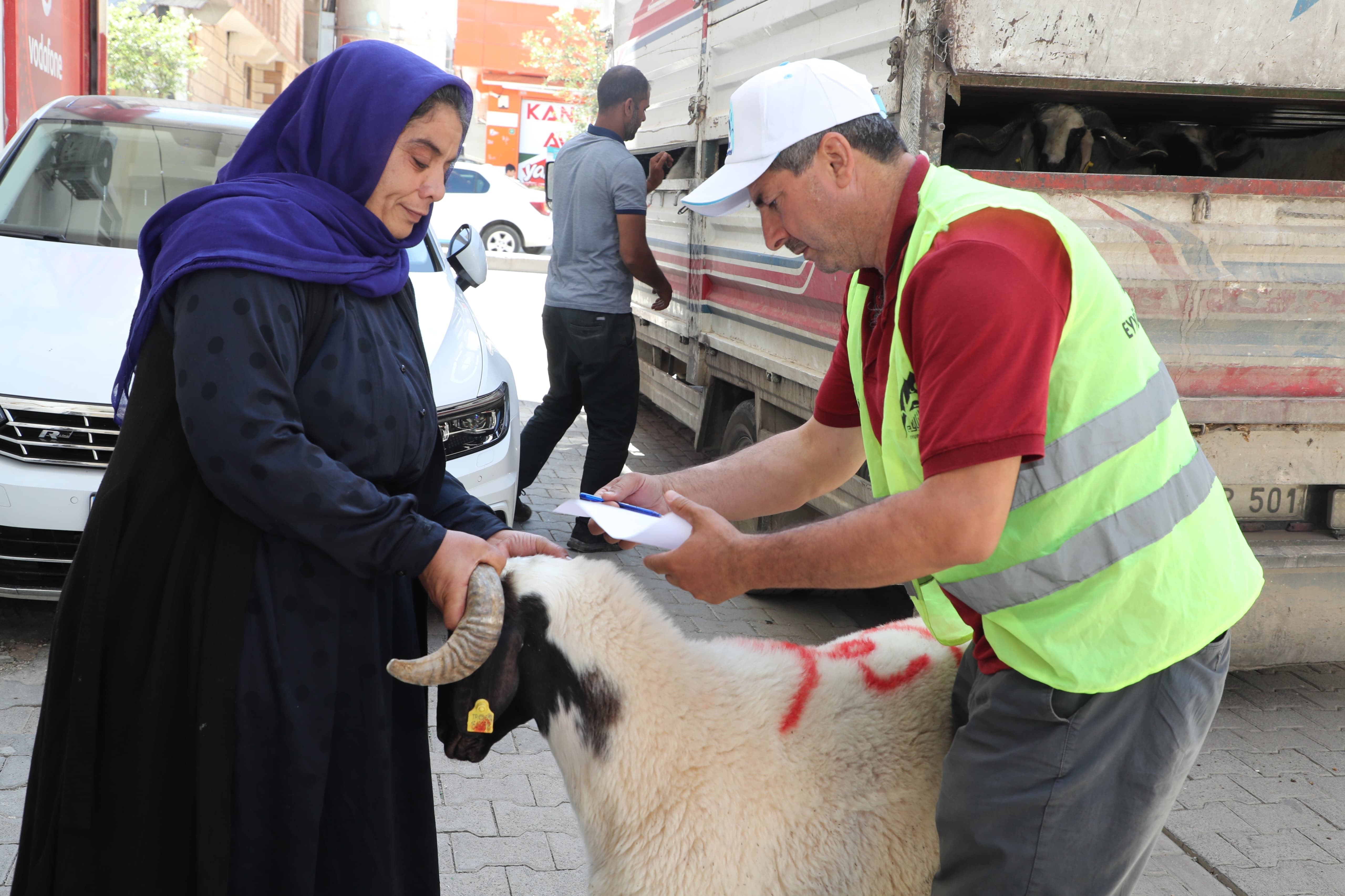 Şanlıurfa’da yetim ailelere canlı kurbanlık dağıtıldı