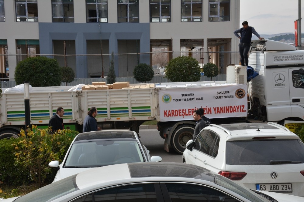 Şanlıurfalı iş adamlarından depremzedelere insani yardım 