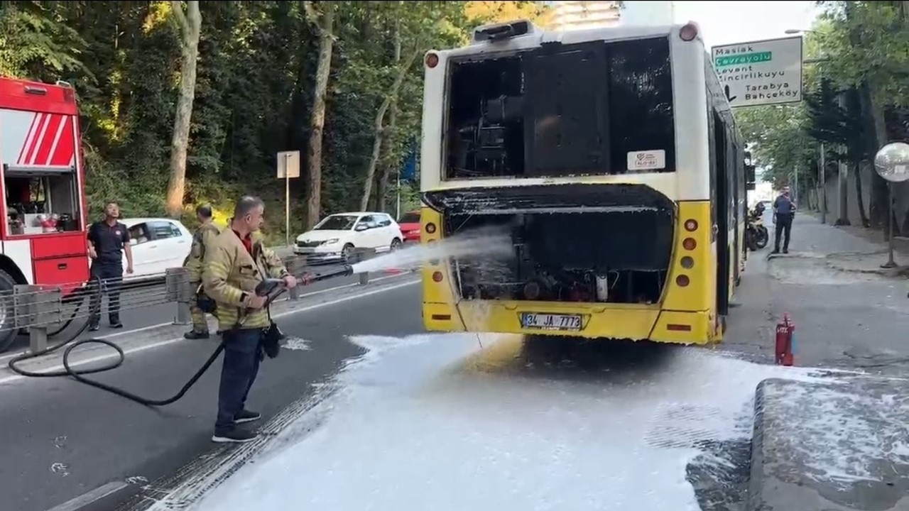 Sarıyer’de İETT otobüsünde motor yangını paniği