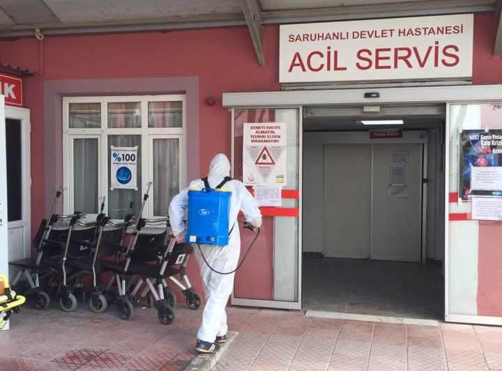 Saruhanlı Devlet Hastanesi dezenfekte edildi 