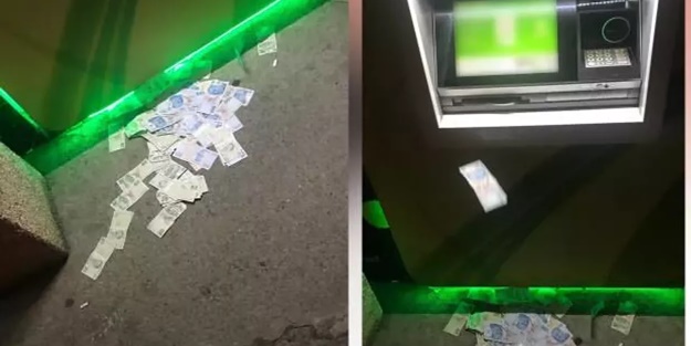Şaşırtan olay! ATM'den yola para saçıldı