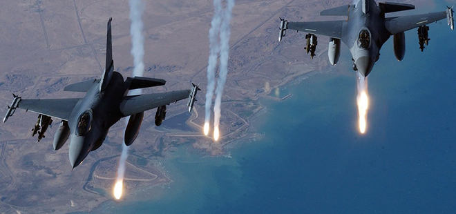 Savaş uçakları sızmaya çalışan teröristlere bomba yağdırdı!