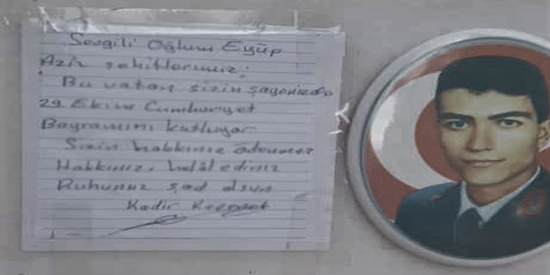 Şehidin mezarında yürekleri dağlayan not