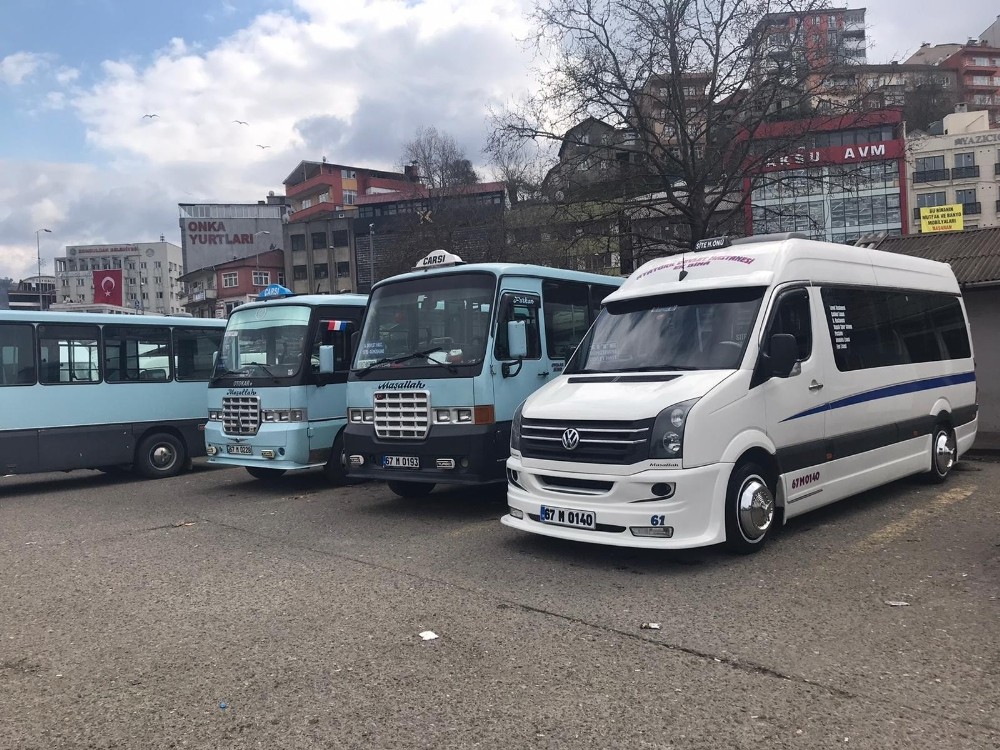 Şehir içi minibüslere dezenfeksiyon çalışması 
