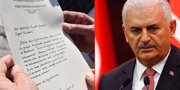 Başbakan Yıldırım el yazısıyla mektup