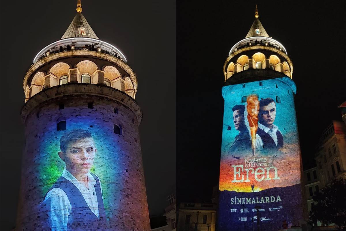 Şehit Eren Bülbül'ün doğum gününe özel hazırlanan video Galata Kulesi'ne yansıtıldı