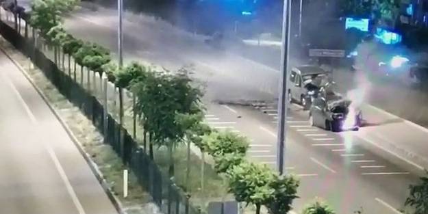 Şehit polisin kaza anı kameraya anbean yansıdı