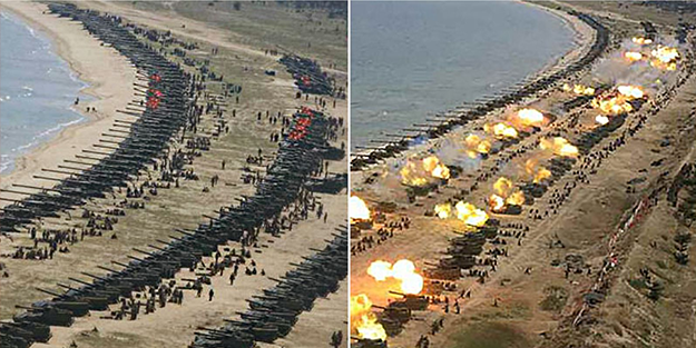 Senaryo: Güneyi işgal! Kuzey Kore'den korkutan tatbikat