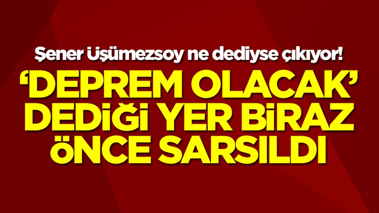 Şener Üşümezsoy ne dediyse çıkıyor! 'Deprem olacak' dediği yer biraz önce sarsıldı