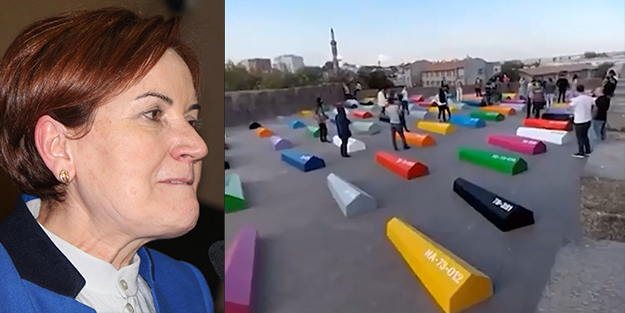 Sergiyi basan grup Meral Akşener’in maskesini indirdi